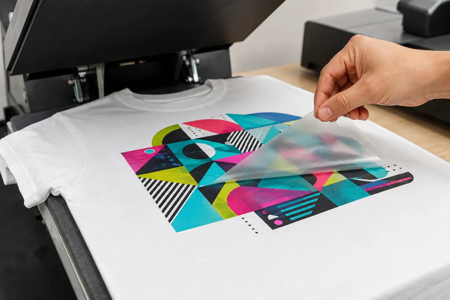 Esempio illustrativo di una grafica a colori stampata su t-shirt