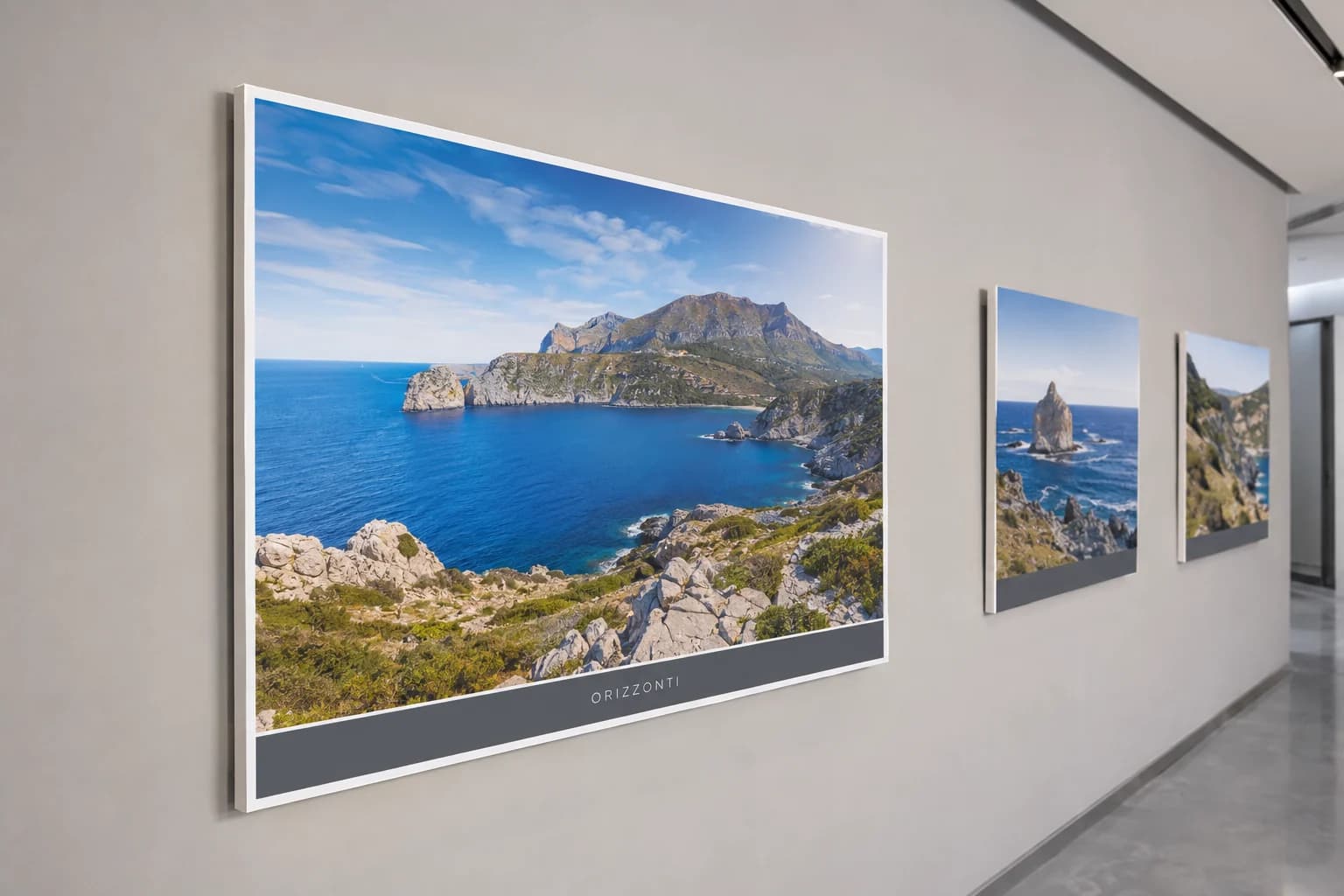 Esempio illustrativo di pannelli fotografici esposti in una galleria